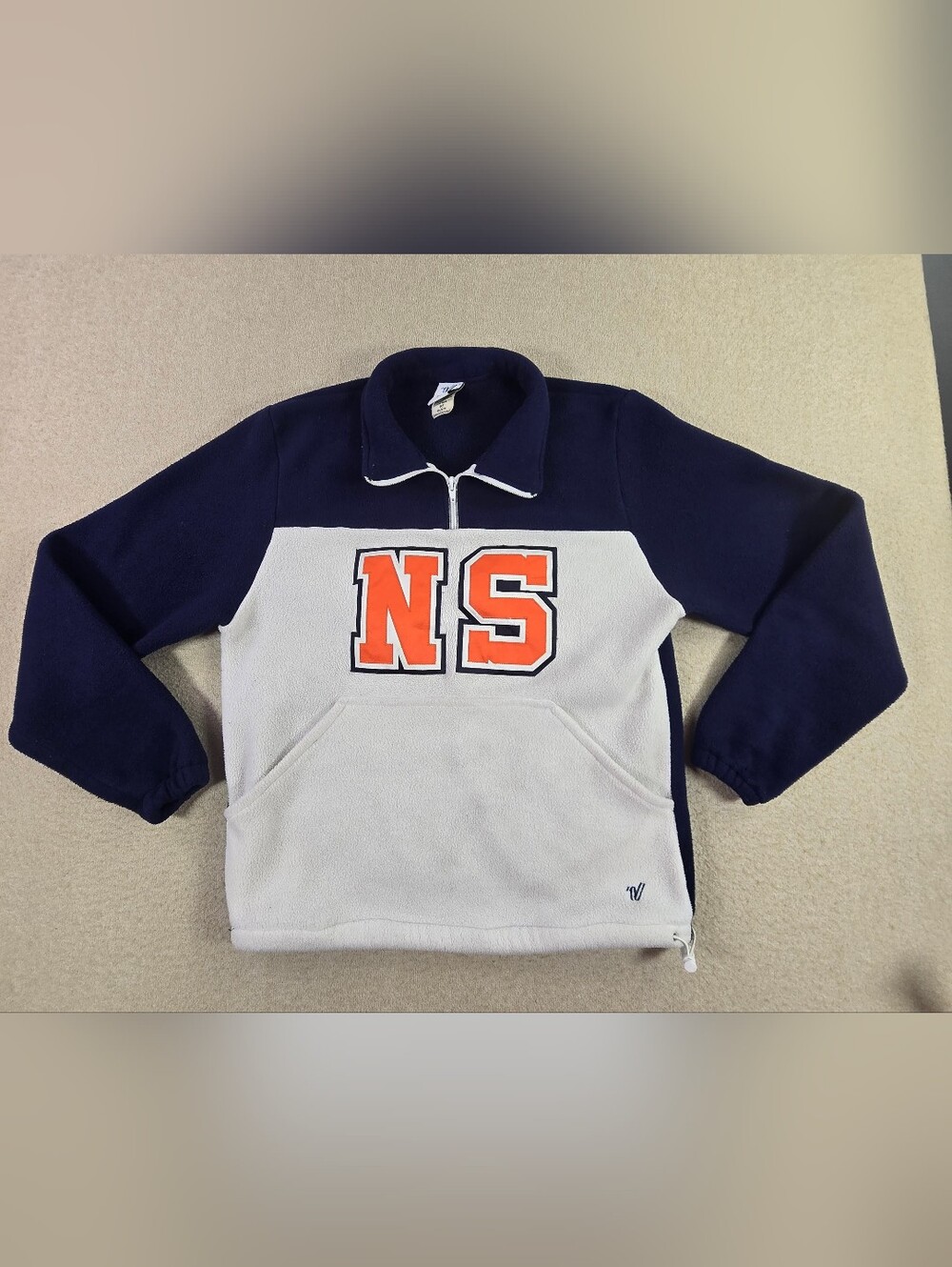 Varsity Spirit NS Fleece Quarter Zip Pullover Jacket Small Y2K Blue White